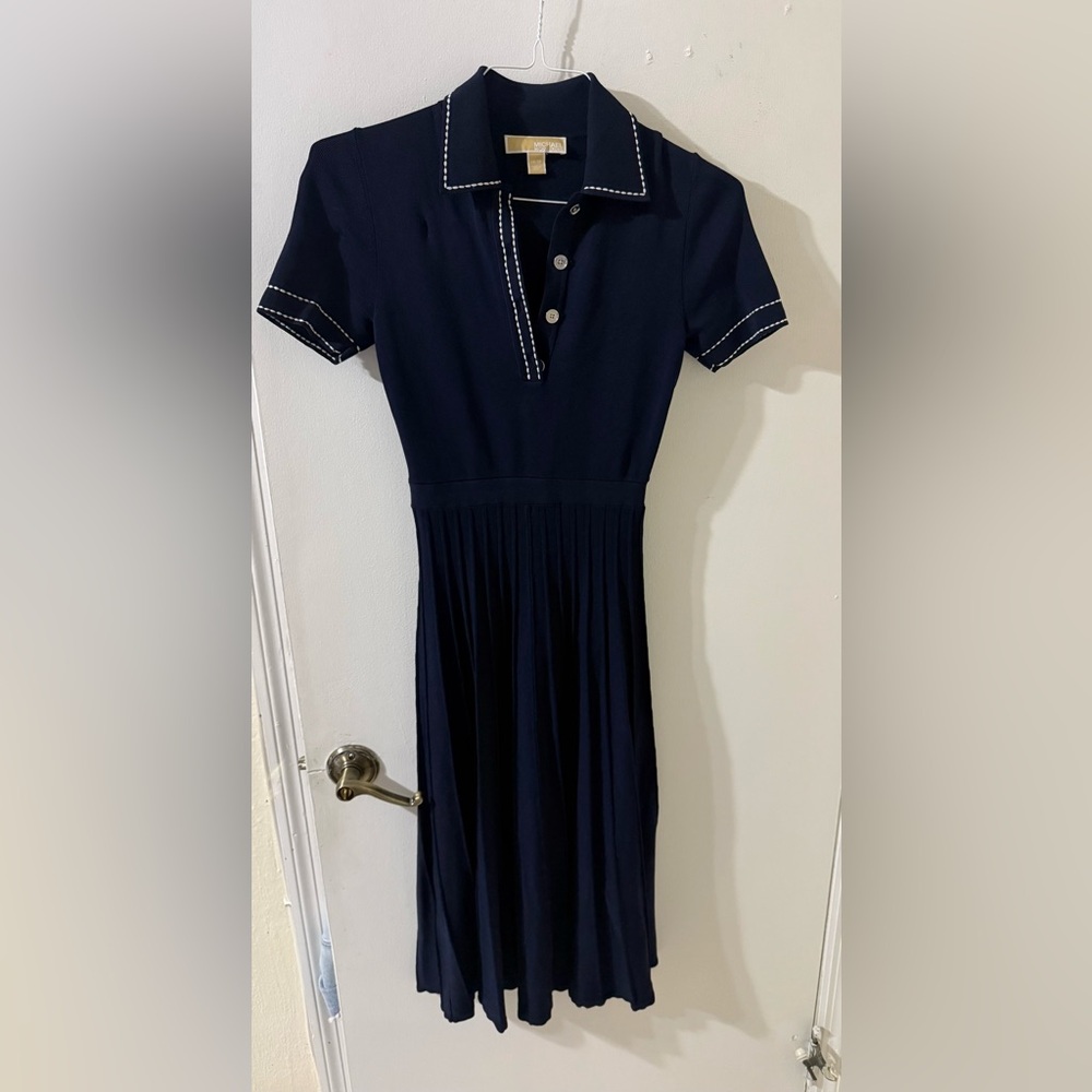 MICHAEL Michael Kors Navy Polo with White Contrast Stitching - Picture 3 of 5